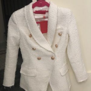 White tweed blazer